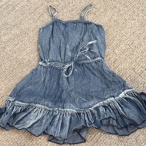 Flowers By Zoe (FBZ) Denim Blue Ruffled/Tie Dress